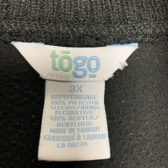 Black Thick Fleece 1/2 Zip Pullover Sweater 3X - Picture 3 of 12